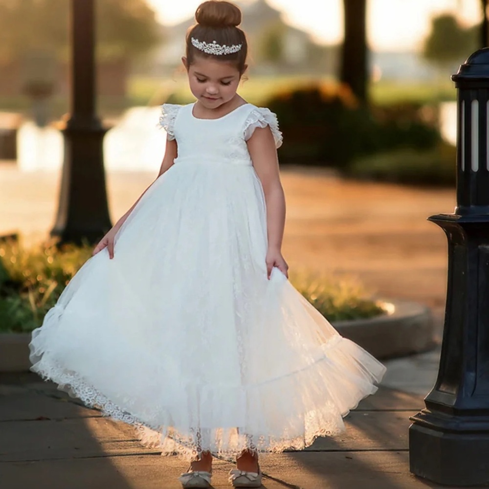 Elegant White French Lace Dress